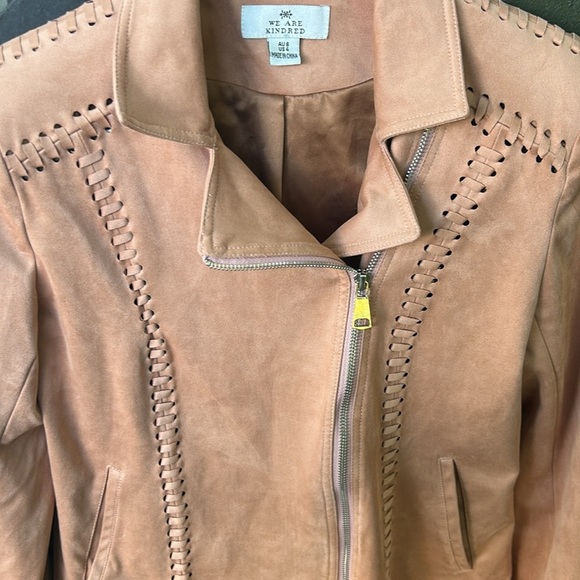 We are Kindred Camilla Hand Stitched Biker Jacket in Pink Vegan Suede Sz US 4 - Picture 6 of 8